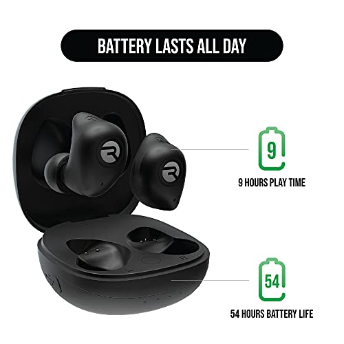 Raycon Fitness Bluetooth True Wireless Earbuds with Built in Mic 56 Hours of Battery, IPX7 Waterproof, Active Noise Cancellation, Awareness Mode, and Bluetooth 5.3 (Black)