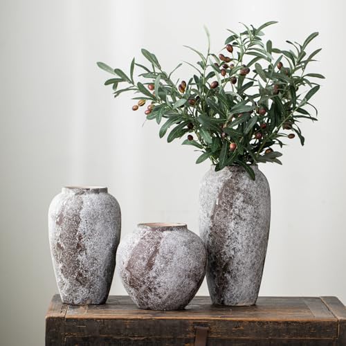 Rustic Distressed Clay Large Vase, Terracotta Pottery Big Vases, Floor Vases Decorative Tall Ceramic Vintage Farmhouse Vases for Home Decor (Extra Large 7