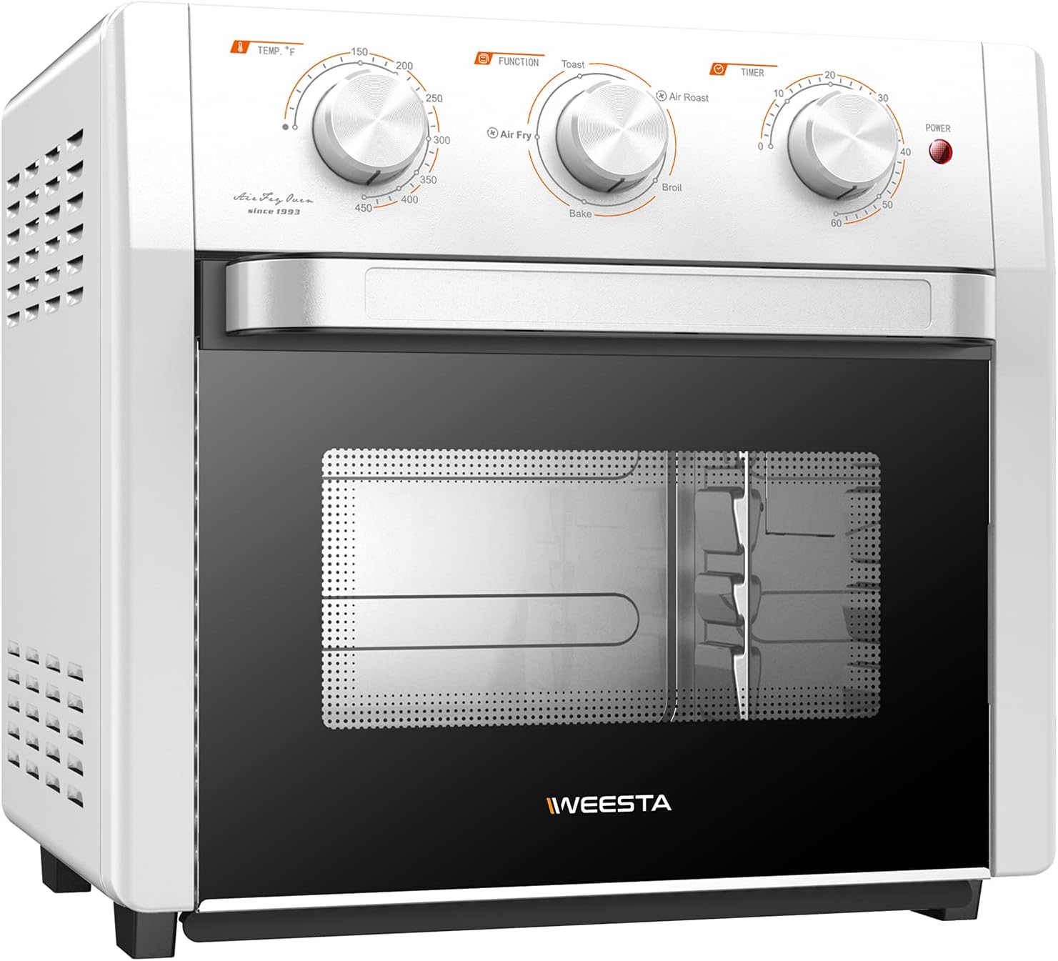 WEESTA Air Fryer Toaster Oven 24 Quart - 7-In-1 Convection Oven with Air Fry, 3 Layer Heating System,Large Capacity,Metal,1500W,UL Certified(Sliver),Silver
