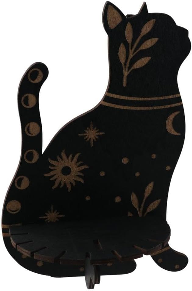 Lovely Wall Stand Wooden Crystal Stand Wall Hanging Display Stand,Aspen Crystal Shelf Display,Display Stand,Decorative Wooden Wall Shelving,Crystal Stone Storage Rack,(cat)