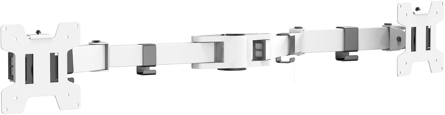 WALI Dual Monitor Arm, Fully Adjustable Pole Mount Bracket for WALI Monitor Mounting System (002ARM-W), White