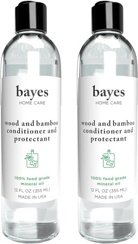 Bayes Food Grade Mineral Oil for Cutting Board - Mineral Oil Food Grade for Bamboo, Teak & Wood Conditioner and Protectant - Cutting Board Oil Food Grade Formula - Wood Oil for Cutting Board - 12 oz