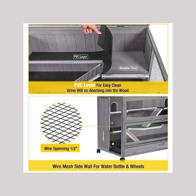 Aivituvin Wooden Hamster Cage Guinea Pig Cage with Iron Frame - Pet Supplies online store