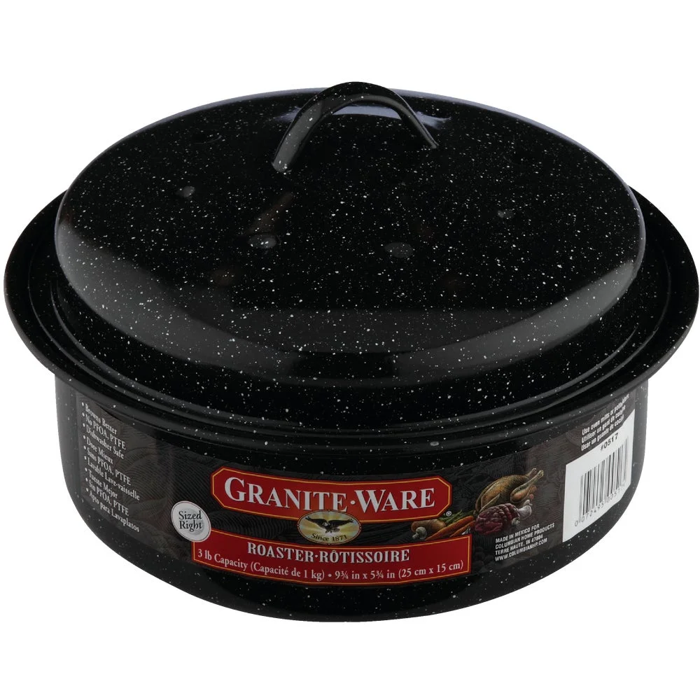 1 PK, GraniteWare 3 Lb. Black Covered Round Roaster