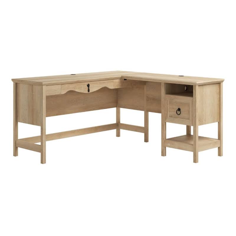 Sauder Adaline Cafe Orchard Oak L-Shaped Desk with File Drawer