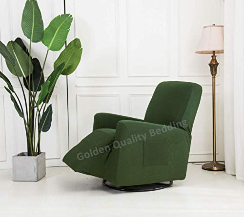 Stretch Recliner Slipcover One Piece Furniture Protector with Elastic Straps and Pocket Polyester Spandex Super Soft Non-Brushed Fabric Fits Most Recliner Sizes (Navy Blue)