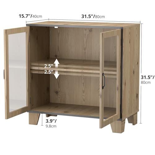 Cozy Castle Buffet Sideboard Cabinet with Storage, Modern Contrast Color Buffet Cabinet with 2 Acrylic Doors, Kitchen Buffet with Adjustable Shelf, Wood Buffet Table for Dining Room, Living Room