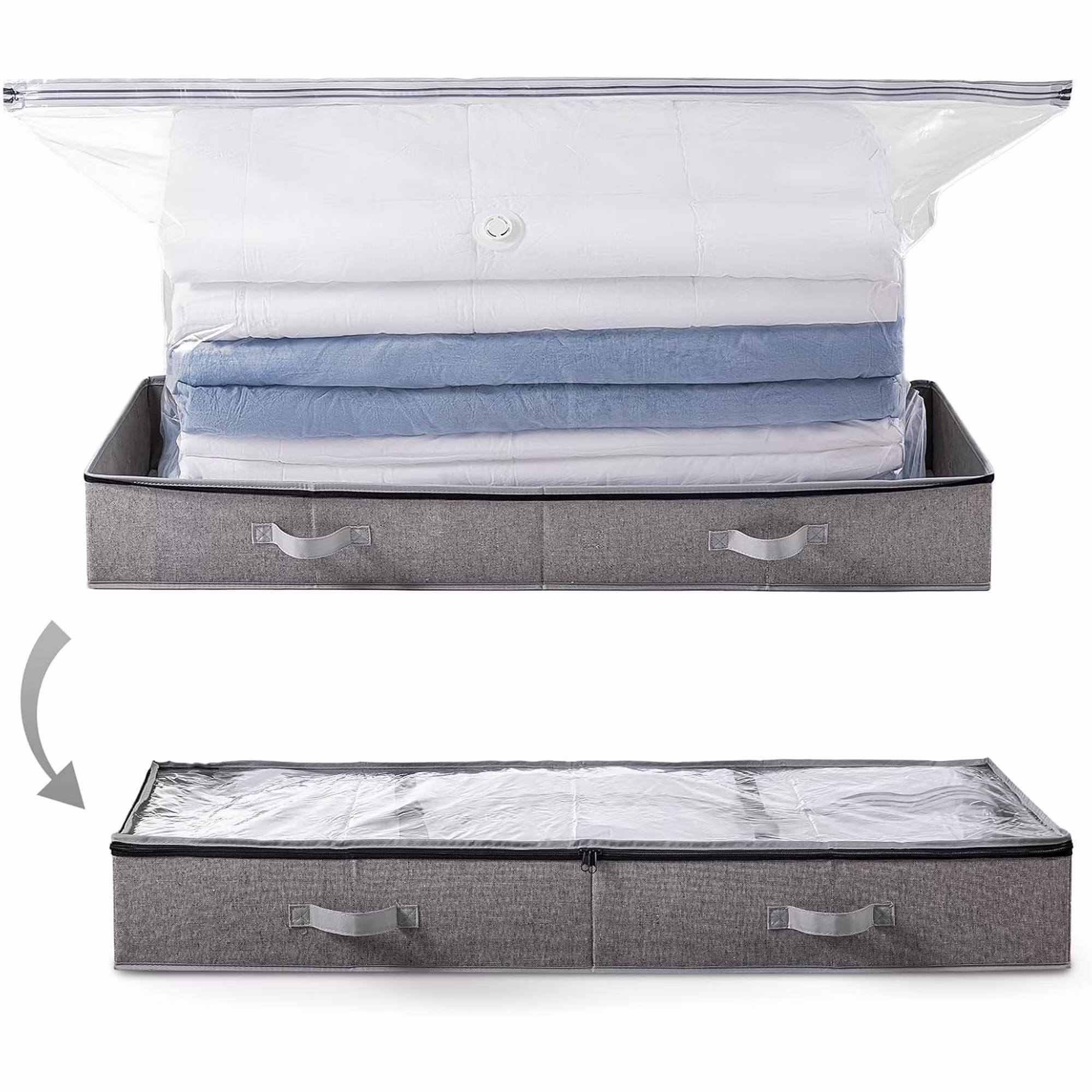 Under Bed Vacuum Storage Bags for Comforters and Blankets, Save 80% Space, Large Capacity Foldable Under Bed Storage Box for Quilts Pillow Blankets Linen, 41 x 17.7 x 6, Jumbo Vacuum Seal