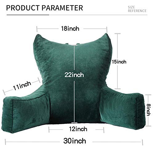 Reading Pillow Bed Wedge Adult Backrest with Arms Lounge Memory Foam Cushion System | Back Pillow for Sitting Up in Bed/Couch for Watching TV, Reading - Machine Washable Cover