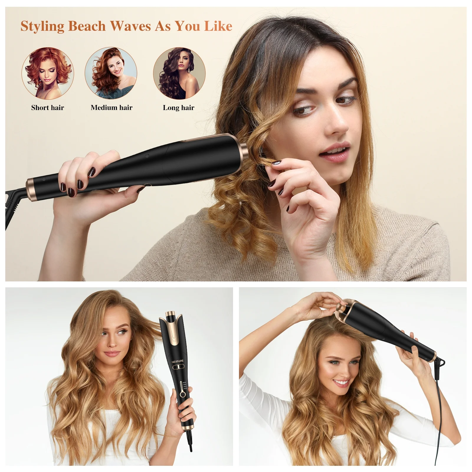 NEXPURE Curling Irons,Curling Iron Professional with 1