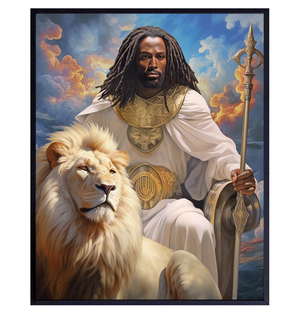 African American Wall Decor for Black Men - Black Art - masculine Motivation Inspirational Wall Art & Decor - Jesus God Christian Home Decor - spiritual Religious Gift - Man cave Picture Poster print