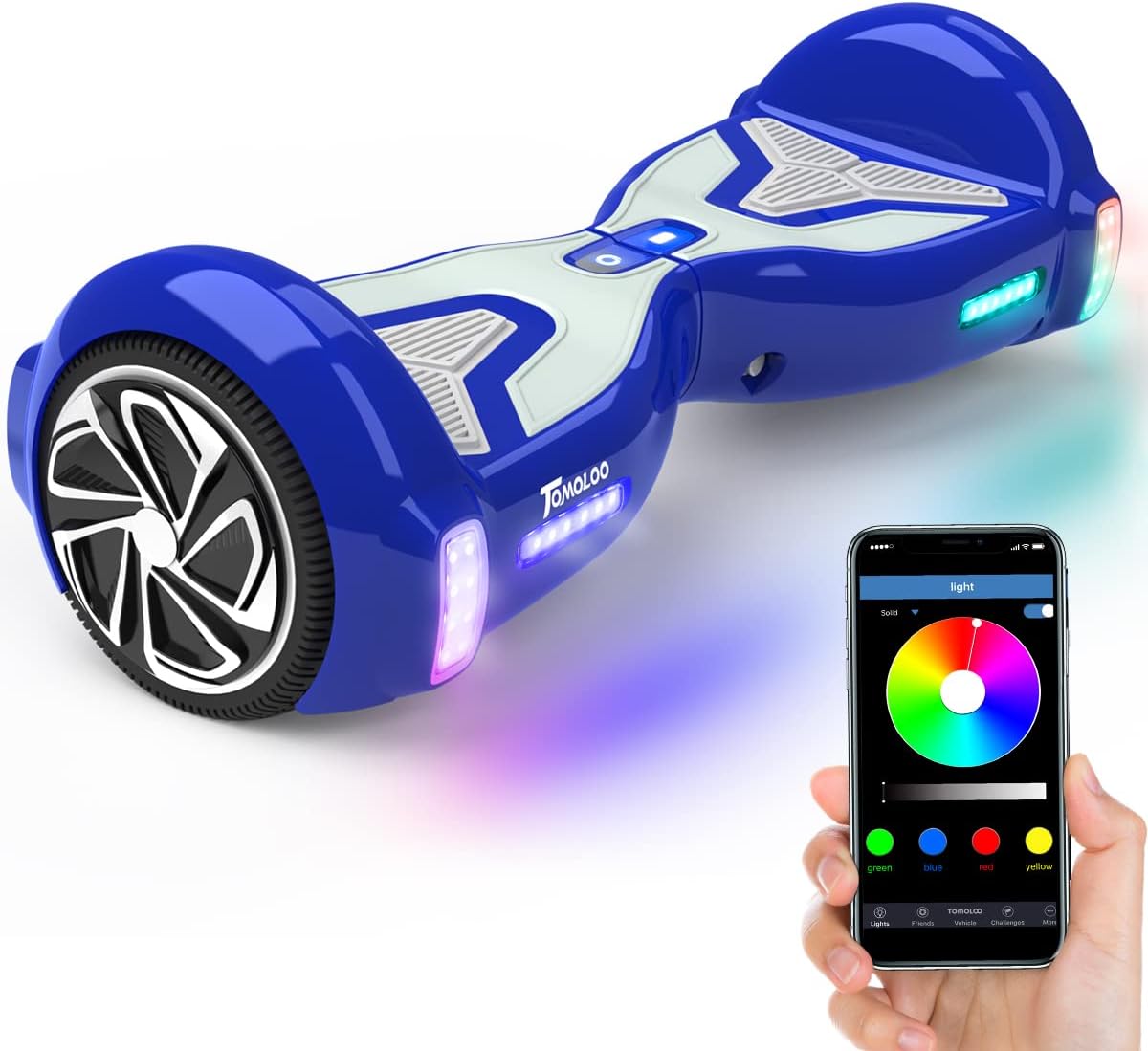 TOMOLOO Hoverboard with Bluetooth Speaker and LED Lights for Kids and Adults 6.5