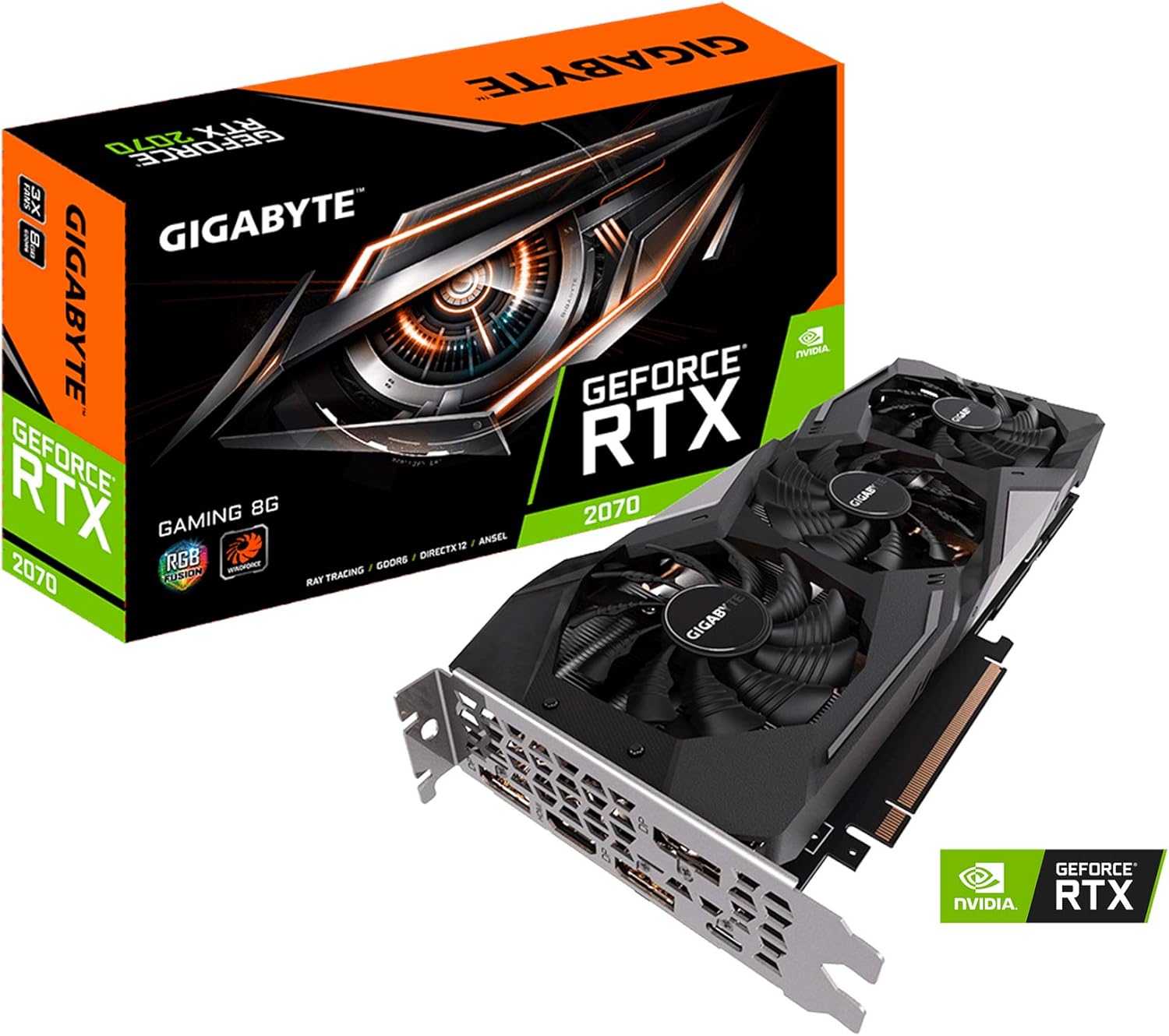 Gigabyte GeForce RTX 2070 GAMING 8G Graphics Card, 3X Windforce Fans, 8GB 256-Bit GDDR6, GV-N2070GAMING-8GC Video Card