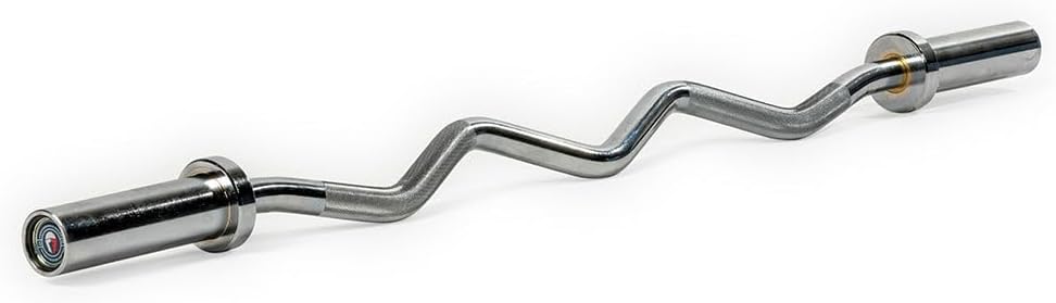 Titan Fitness Performance Series Olympic 4ft EZ Curl Bar, Barbell for Bicep/Tricep Curls, Rated 200 LB, Fits Olympic Weight Plates, Durable Steel Weight Bar for Weightlifting, Strength Training