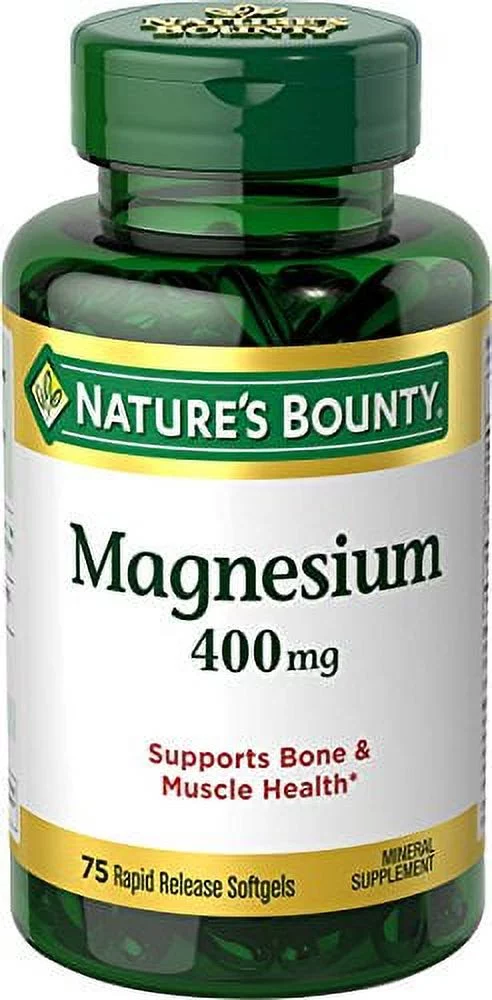 4 Pack Nature's Bounty Magnesium 500 mg Bone and Muscle Health 75 Softgels Each