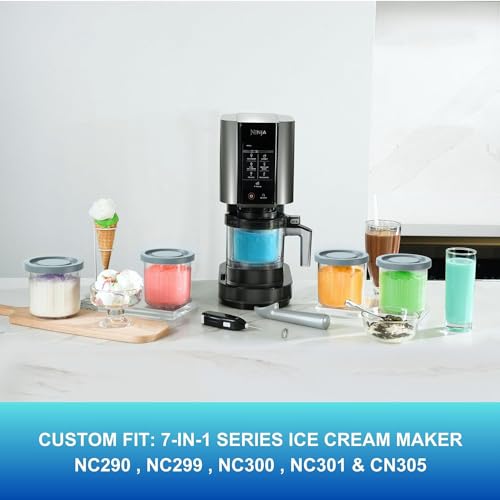 Ninja Creami Deluxe Pints and Lids - 4 Pack, Extra Delux Pint Containers Compatible with Ninja Creamy NC500, NC501, CN501CO Series Ice Cream Machines, 24 OZ Creami Deluxe 11-in-1 XL Cups