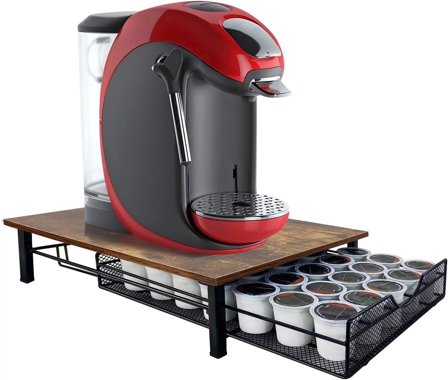 35 Capacity Capsule Pods Storage Organizer, Brown Coffee Pod Drawer Holder for K-cups