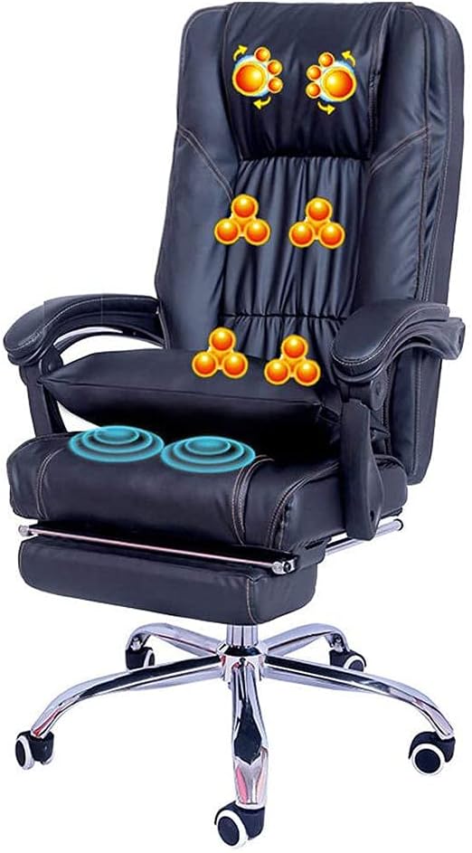 Executive Office Massage Chair,Ergonomic Heated 6 Point Vibrating Swivel Computer Chair, for Office and Home-Black