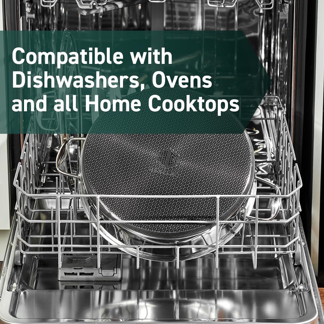 HexClad 13 Piece Hybrid Stainless Steel Cookware Set - 6 Piece Frying Pan Set, 6 Piece Pot Set and 7 Quart Pot Deep Fryer, Stay Cool Handles, Induction Ready