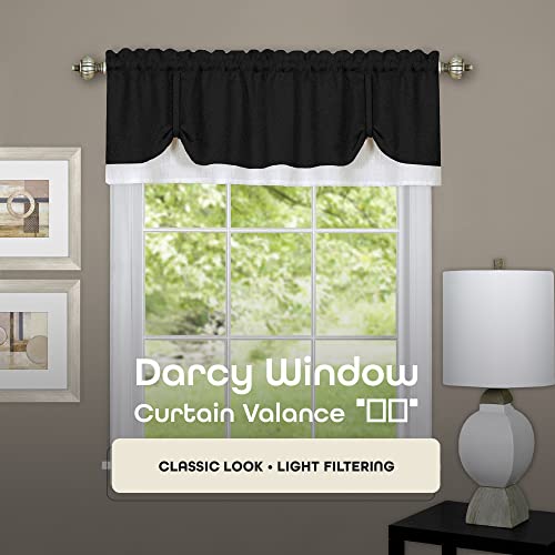 Soft Window Darcy Curtain Valance, Tan & White - 58 Inch Width, 14 Inch Length, 1.5 Inch Rod Pocket - Light Filtering Valance for Kitchen and Bathroom by Achim Home Decor