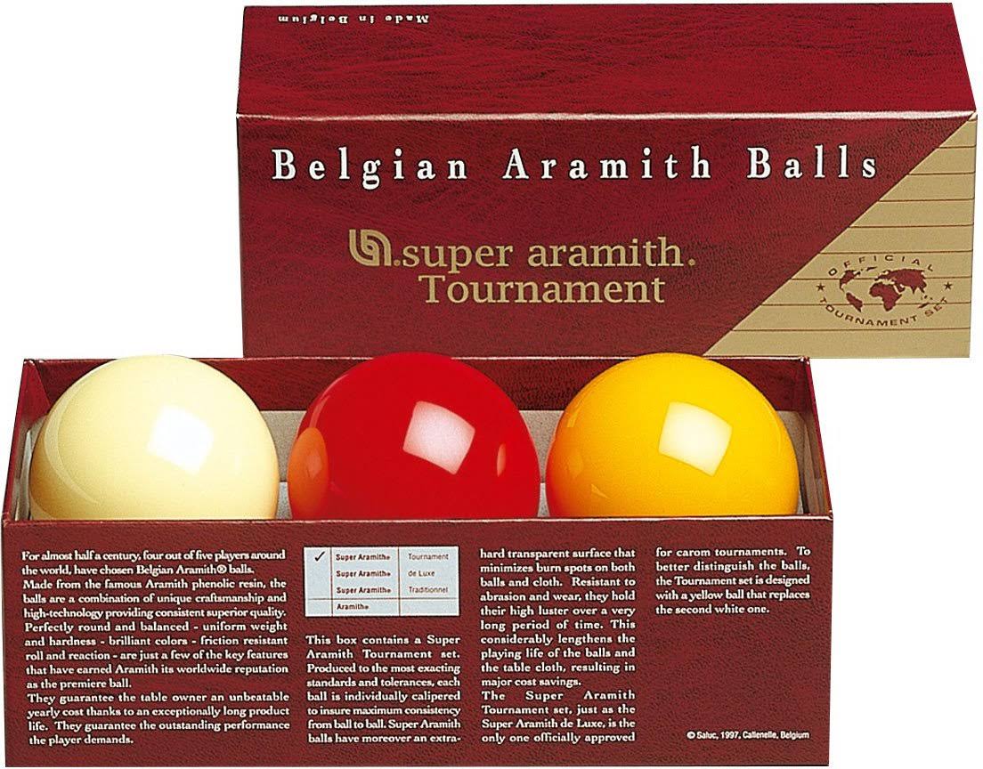 Aramith 61.5 mm Super Armith Tournament Carom/Carambole Billiard/Pool Balls, Complete 3 Ball Set CSAT