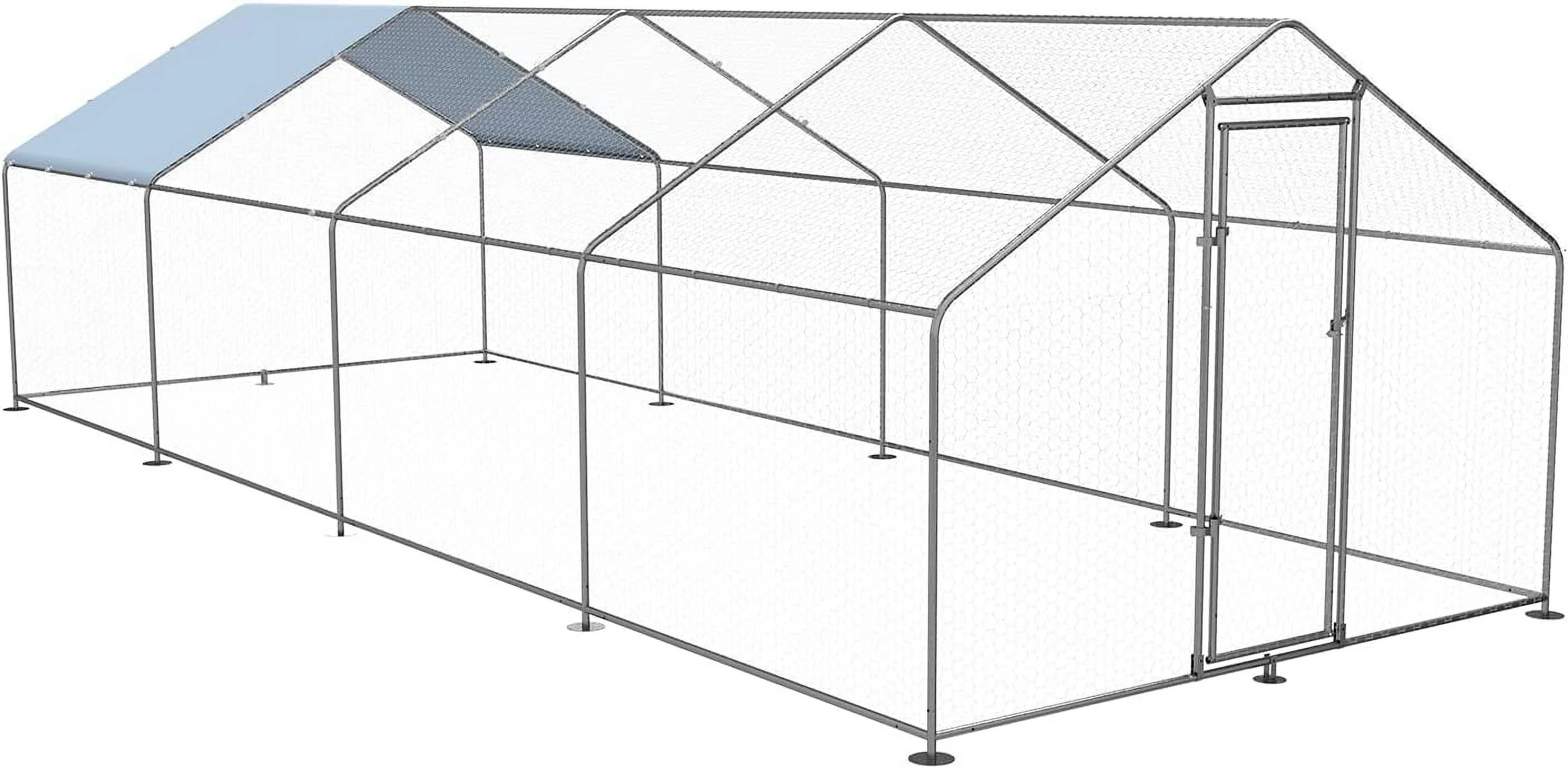 Petony Chicken Coop Outdoor Walk-in Poultry Cage Large Metal Pen Hen Run House Spire Shaped Cage with Waterproof Anti-Ultraviolet Cover,for Backyard Farm Rabbits Duck
