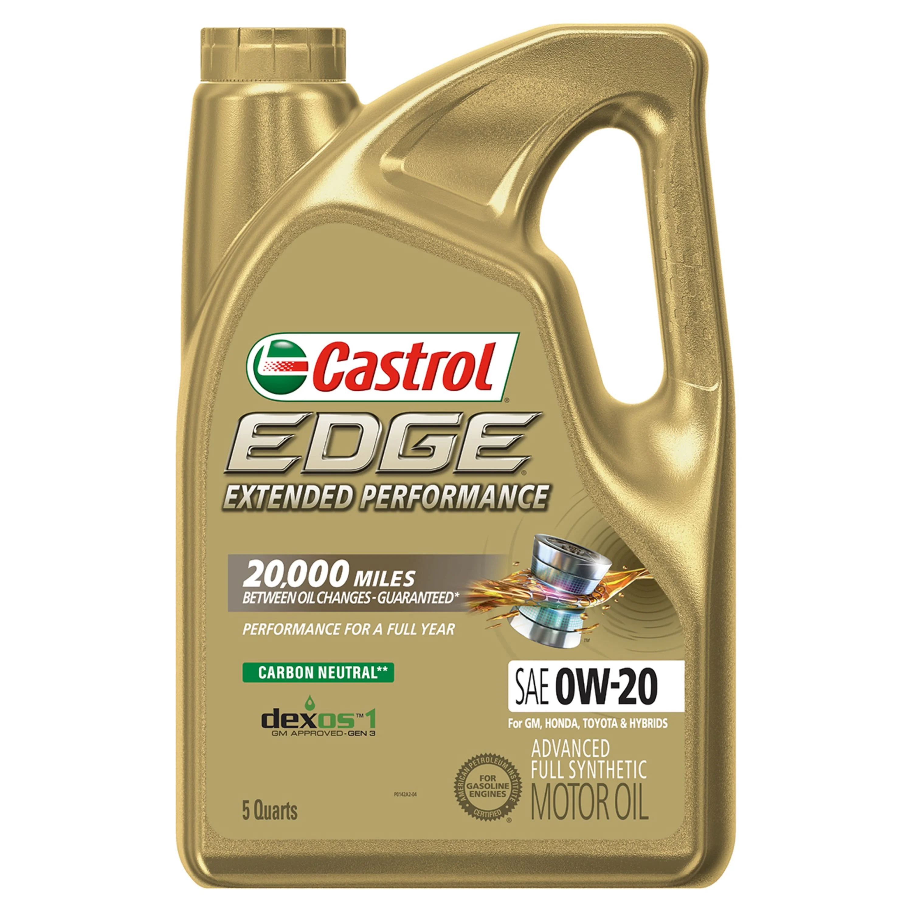Castrol EDGE Extended Performance 0W-20 Advanced Full Synthetic Motor Oil, 5 Quarts