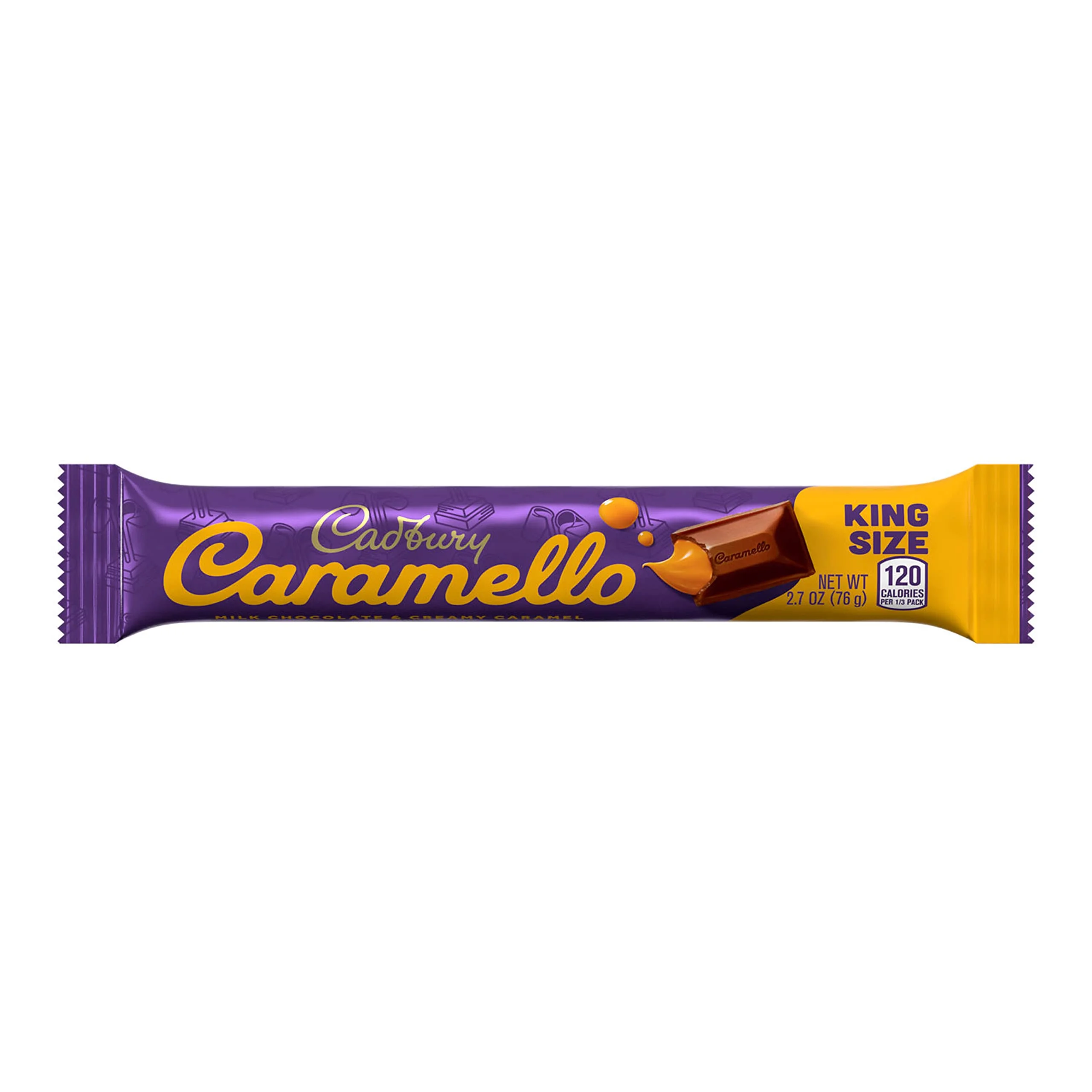 Cadbury Caramello Milk Chocolate Caramel King Size, Candy Bars, 2.7 Oz (18 Count)