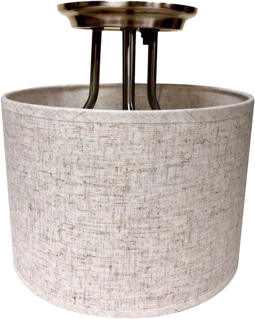 Dream lighting LED 12volt DC Round Fabric Light Fixture for Automotive RV Camper Trailer Boat Interior Ceiling, Pendant Dinette Lamp for Dining Room, Kitchen – Beige Shade, with Switch, Warm White