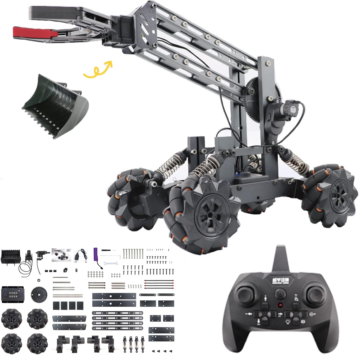 VANLINNY Robot Arm Kit and Remote Control Excavator,3-in 1 Science Kits with 4-DOF Robotic Car,Electronic Programming DIY Toy for Kids Ages 12+,Promotes STEM Interest in Science,Technology.