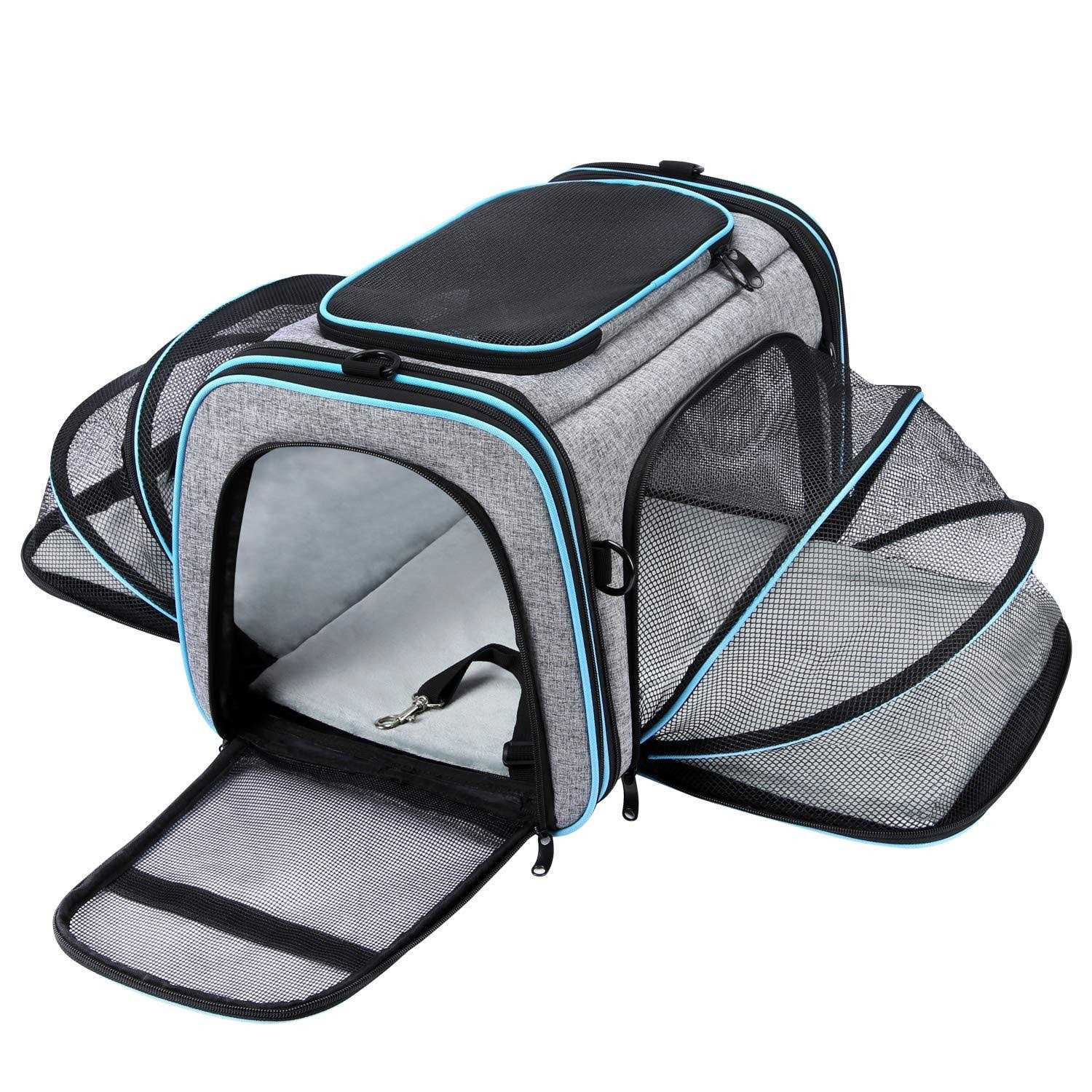 MASKEYON TSA Airline Approved Soft Sided Pet Carrier 4 Expandable Large Travel Carrier Collapsible with 3 Removable Washable - Pet Supplies online store