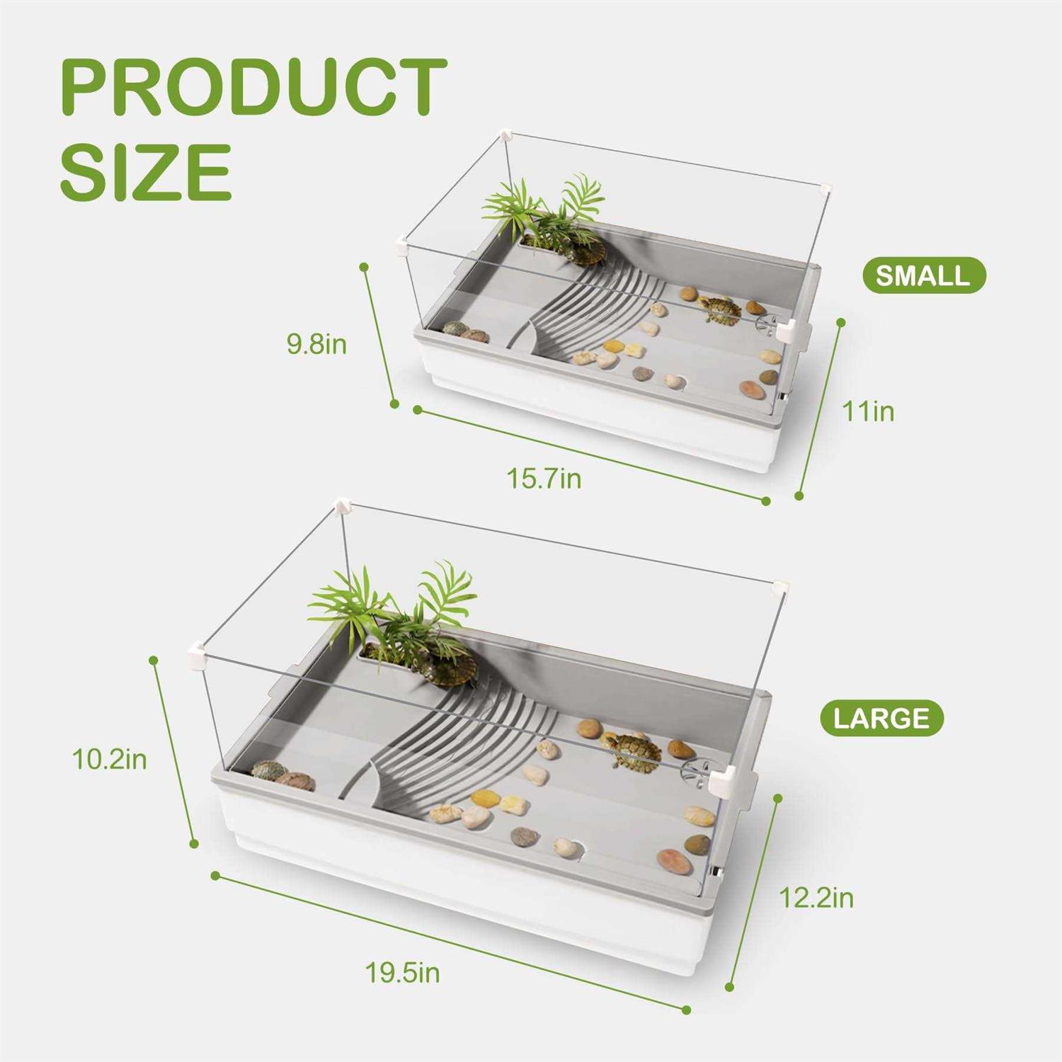 Turtle Tank Habitat Acrylic Aquatic Tortoise Aquarium Starter Kit with Multi-Function Area - Pet Supplies online store