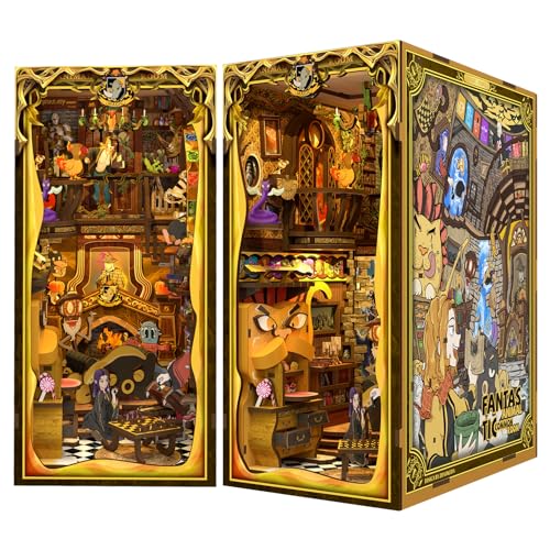 CUTEBEE Book Nook Kit - DIY Miniature House Kit for Adults, Teens and Beginners, Dollhouse Booknook Tiny House Library Model Build Bookshelf Decor, Gifts for Family, Friends (Bookshop Memories)