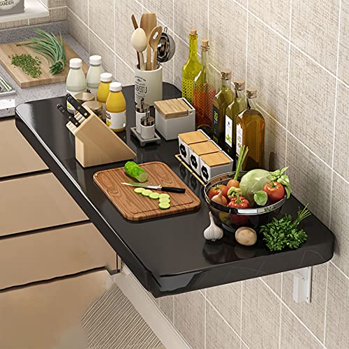 Wall-Mounted Drop-Leaf Foldable Table, Space Saving Laptop Desk, Premium Material, Floating Folding Table, Sturdy Hanging Table for, Study, Bedroom 30x80cm/12x31in(WxL) Blue