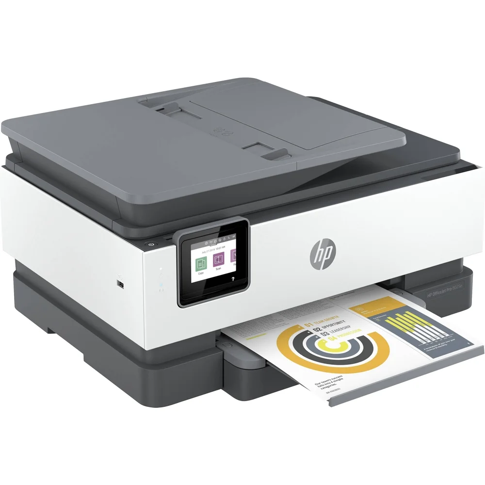 HP OfficeJet Pro 8025e All-in-One Wireless Smart Color Printer 1K7K3A Print, Scan, Copy, Fax, Mobile Functions, 6mths Instant Ink with HP+ Bundle with DGE Cable + Small Business Productivity Software