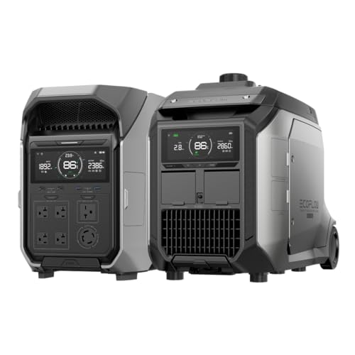 EF ECOFLOW 4000Wh Delta Pro 3 Solar Generator With 3200W Dual Fuel Generator GE305 (NOT CARB-approved), Portable Backup Generator for Whole Home Use, Emergency, RVs