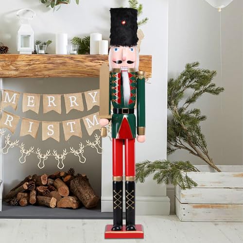 Nutcracker Christmas Decor - Green Wooden Soldier Figurines, Festive Christmas Nutcrackers Gifts for Indoor Table Mantel Decorations, 41.5