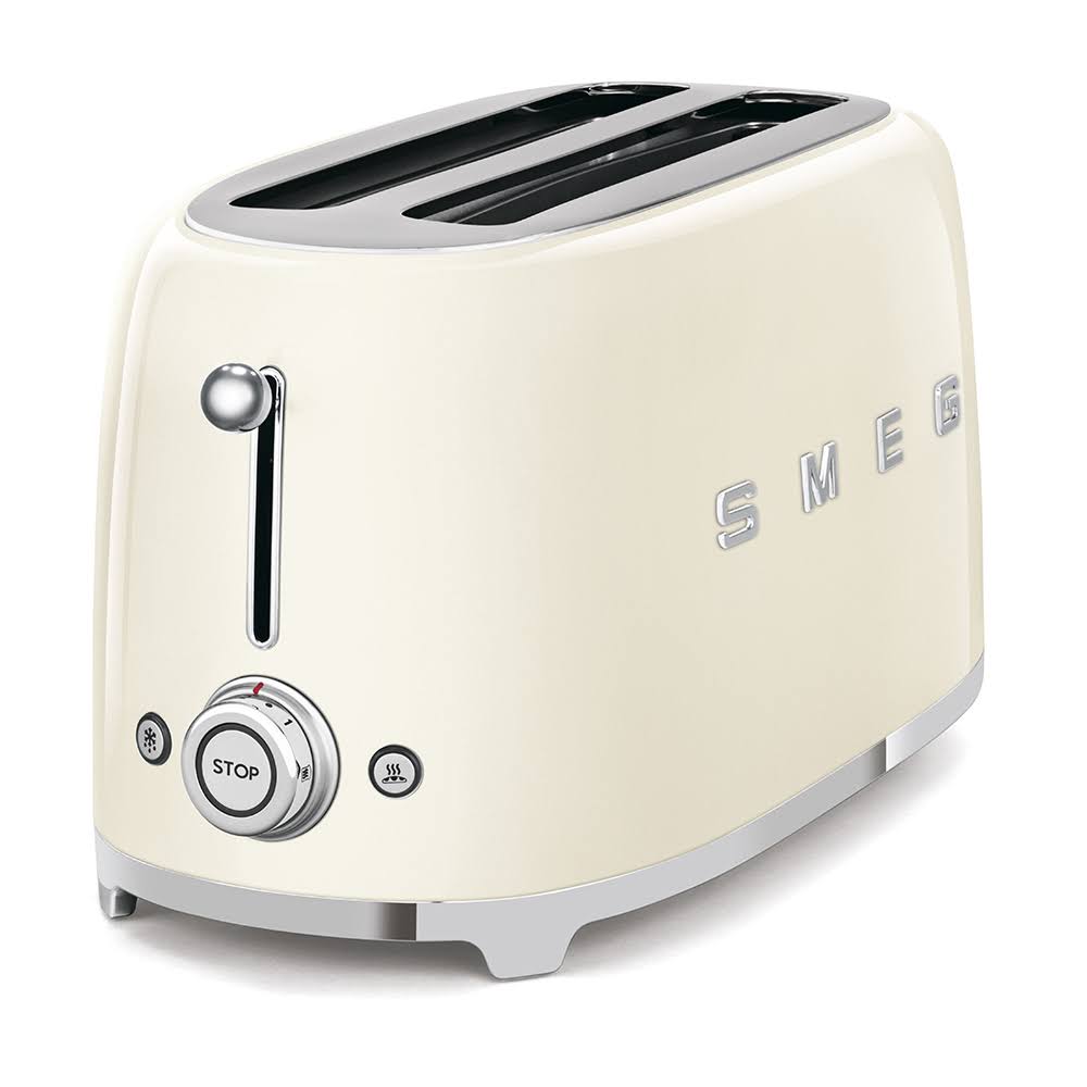 Smeg TSF02CRUS 50's Retro Style Aesthetic 4 Slice Toaster, Cream