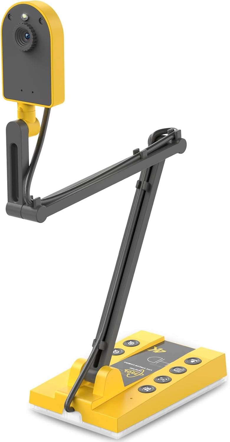 TreasLin HDMI/USB Dual Mode Document Camera 15MP for Teachers, Overhead Camera Remote Learning, Classroom Presentations, Art Classes Online Teaching with Multi Angle Rotation Adjustment LED Light