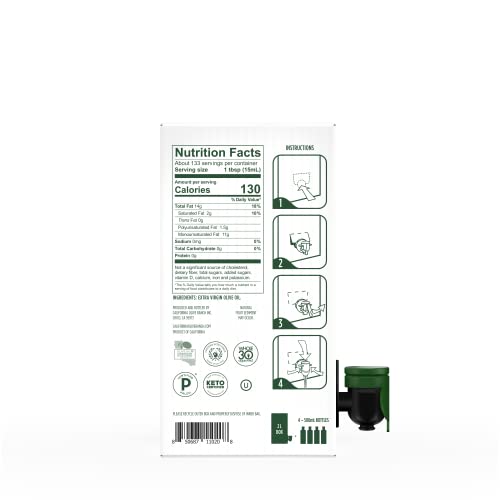 California Olive Ranch, 100% California Bag-in-Box Extra Virgin Olive Oil, 2L (Pack of 1)