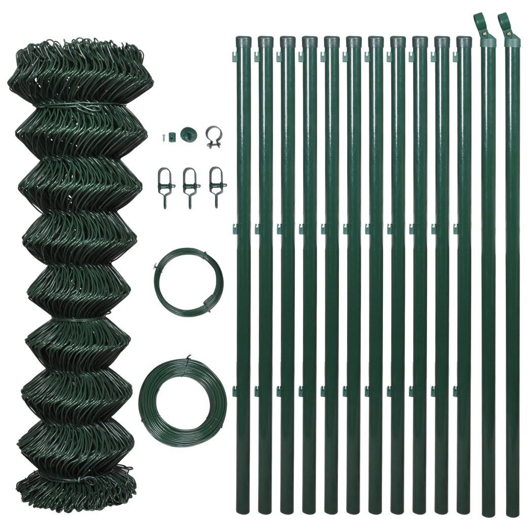 vidaXL Chain Link Fence with Posts Steel 3& 3x22 x 82& Green