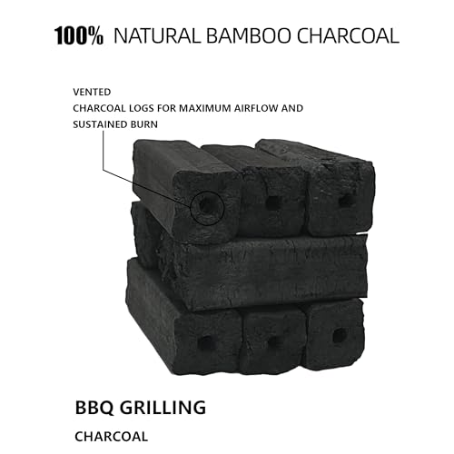 Lump Charcoal, All Natural Bamboo, Lump Charcoal for Grilling and Smoking, Charcoal Briquettes, Barbecue, Smokeless, Low Ash, Long Burning for Smoker, BBQ (10 lb)