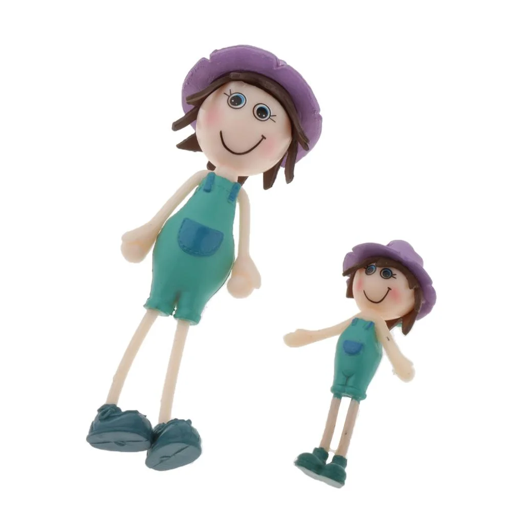 2Pcs Dollhouse Dolls Figures, Family Role Play Mini People Figures - 1/12 Dollhouse Accessories Green