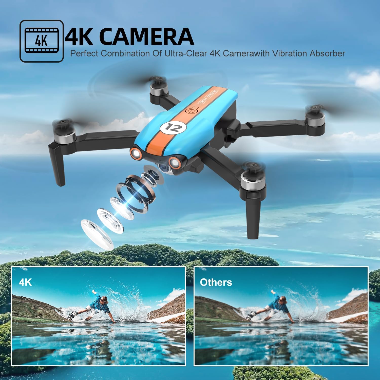 LMRC-12 Drone with 4K Camera for Adults Beginner, Foldable 2.4GHz FPV Drone for Kids 8-12, Less than 249g, 26 Mins Flight Time, RC Quadcopter Toys Gift with Brushless Motor, Altitude Hold, 2 Batteries