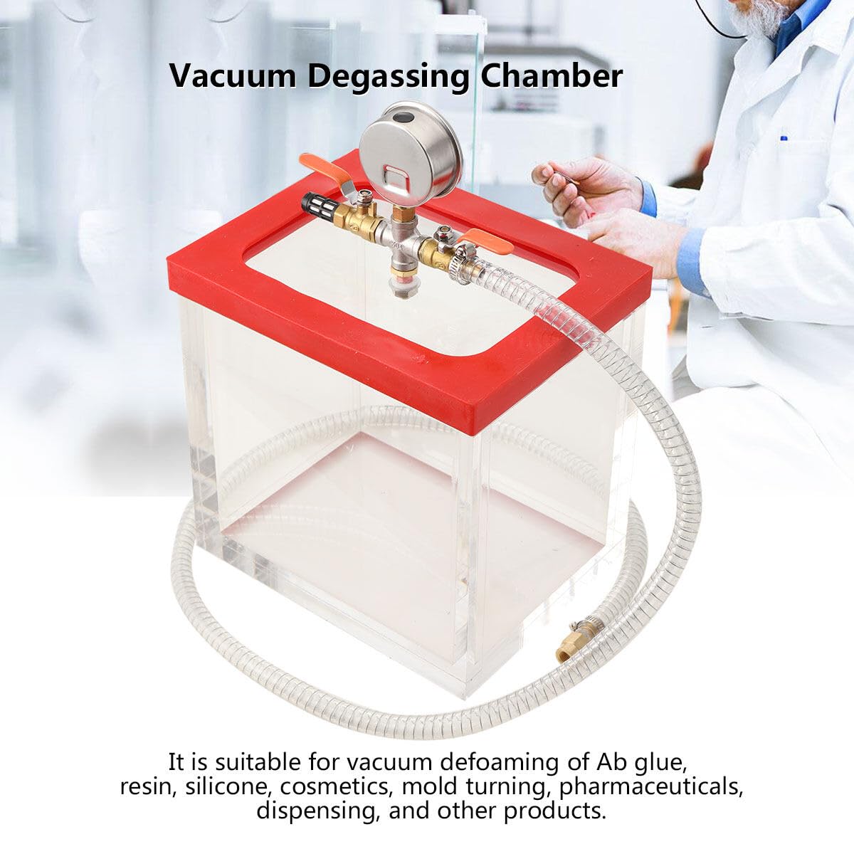 2 Gallon Clear Vacuum Chamber, Acrylic Vacuum Chamber, Perfect for Stabilizing Wood, Degassing Silicones, Epoxies