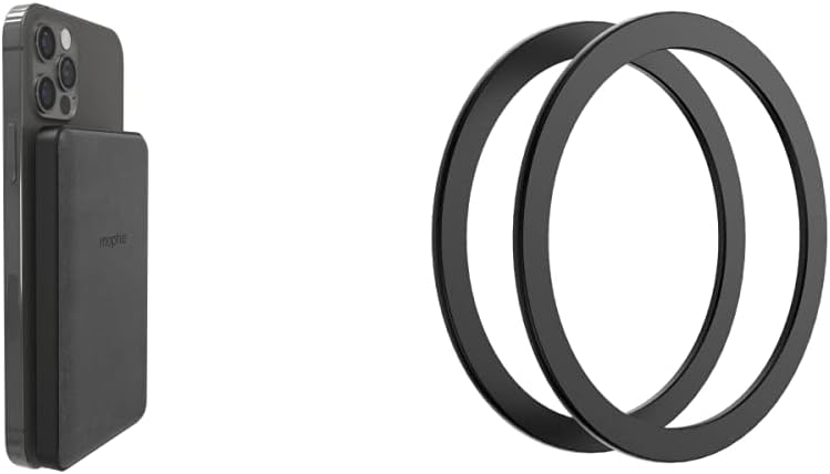 mophie snap+ juice pack mini - Magnetic and portable wireless charger containing a 5,000mAh internal battery. - Black Pack of 2