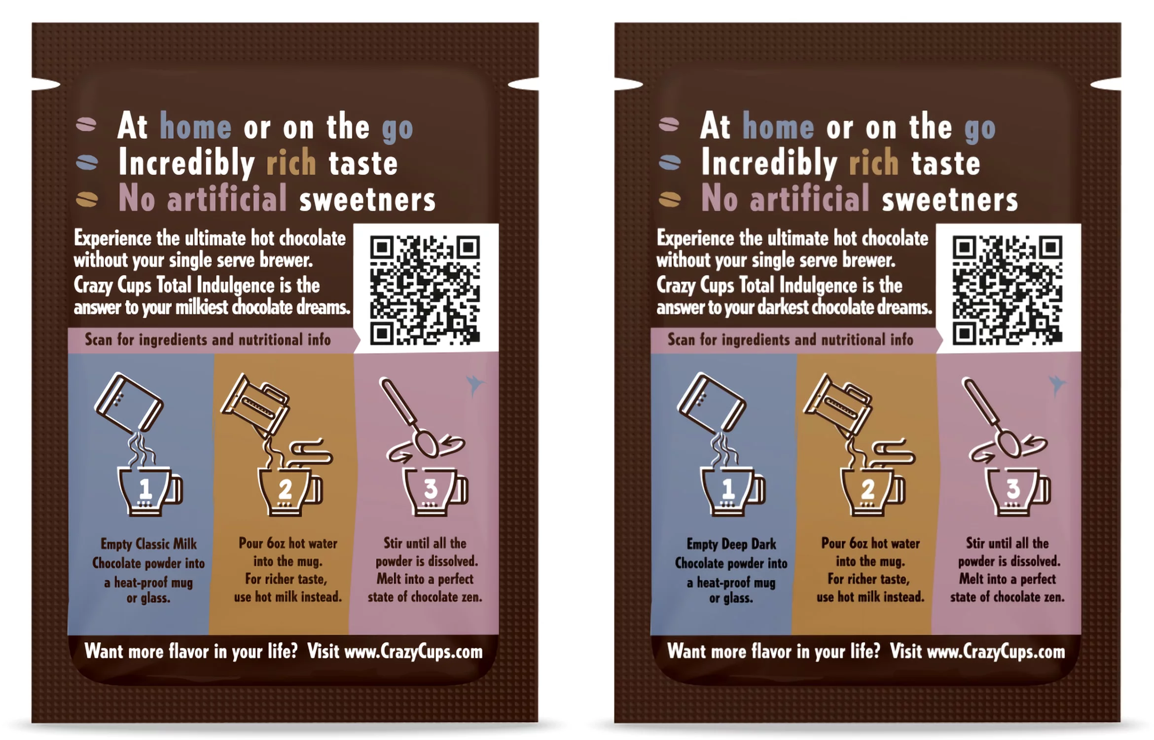 Total Indulgence Hot Chocolate Mix Variety Pack, Includes 44 Gourmet Hot Chocolate Packets Bulk, Deep Dark Chocolate And Classic Milk Chocolate - 1.5 Ounce Packets