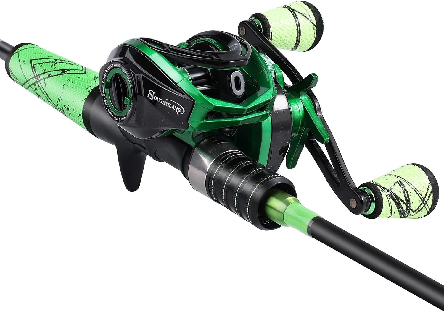 One Bass Fishing Rod and Reel Combo, Medium Fast Baitcasting Combo, 24-Ton Carbon Fiber 2 Pieces Fishing Poles with Baitcaster Reel Super Polymer Handle