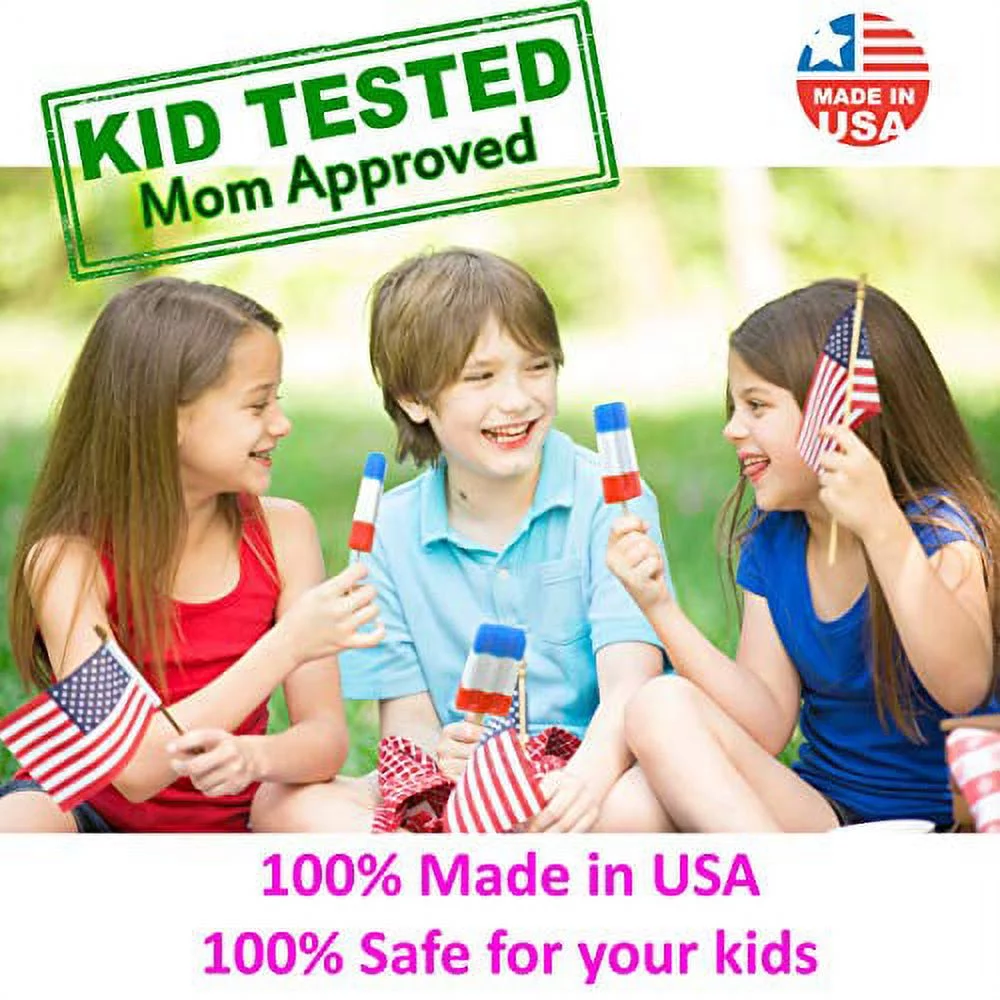 American Ice Pop Maker - Frozen Popsicle Mold Kit Moldes Para Paletas - 10 Large BPA Free Removable Plastic Molds + 50 Wood Sticks, Cleaning Brush, Healthy Kids Fruit & Cream Treats(Classic-10, Blue)