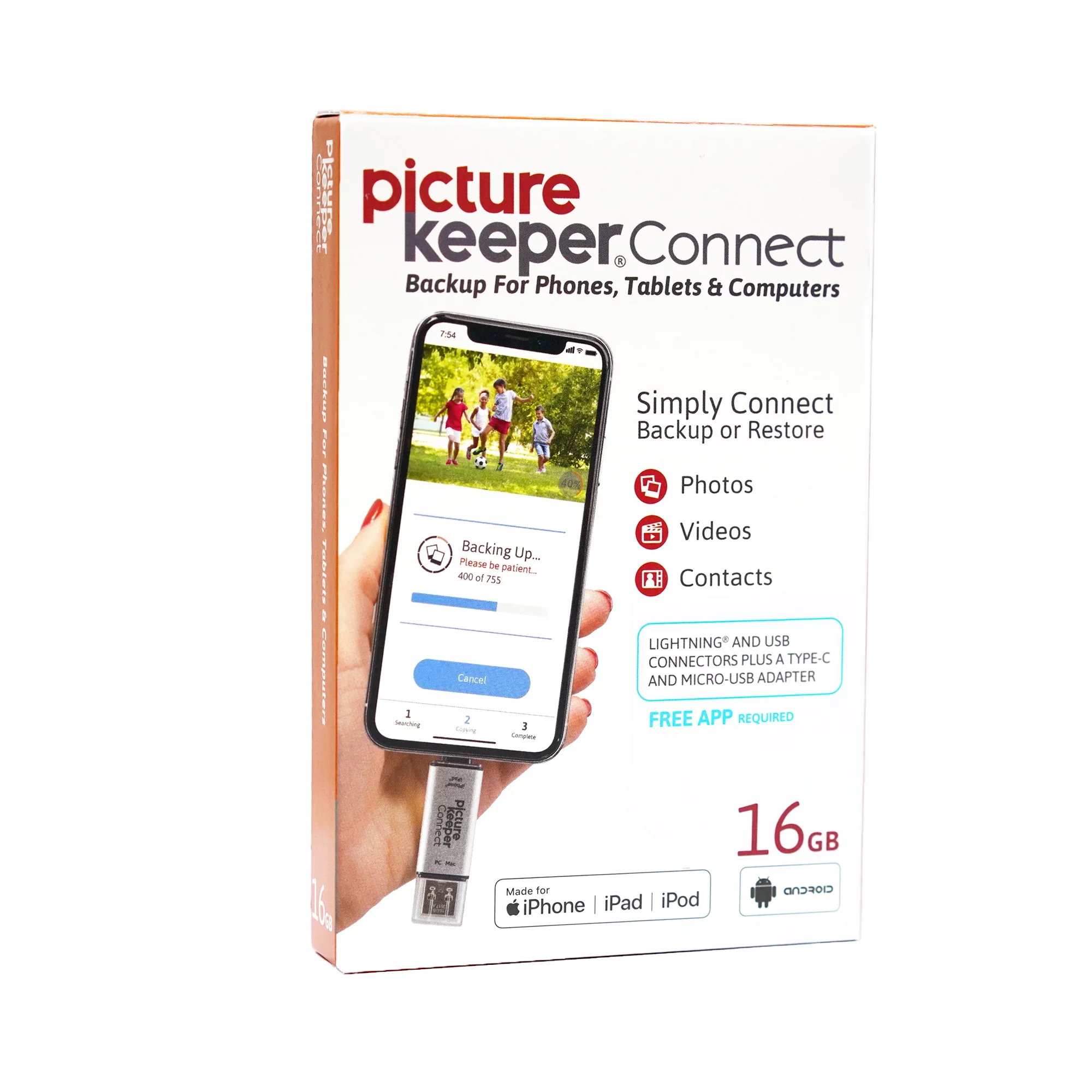 Picture Keeper Connect 16GB Portable Flash USB Backup and Storage Device Drive for Mobile Phones, Tablets and Computers